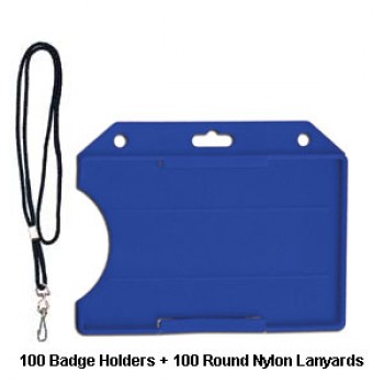 Badge Holder & Round Lanyard Combo Pack Hoz - 100 sets